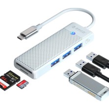 Prime Type-C To 3.0 Tf Sd Kart Okuyucu 3 Portlu USB 3.0 Çoklayıcı Adaptör Beyaz