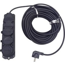 Prime Siyah Renk Topraklı Kauçuk Seyyar Elektrik Kablosu Cca 3 x 1,5 mm 20 mt 3 Lü Priz