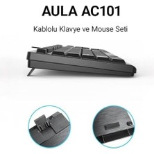 Prime Aula AC101 Kablolu Türkçe Q Klavye ve 1200 Dpı Optik Mouse Seti