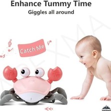 Prime Eğlenceli Sağa Sola Hareket Eden Oyuncak Yengeç - Emeklemeye Yardımcı Sensörlü Hareketli Şarjlı Oyuncak Yengeç (Pembe)