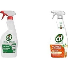 Prime Cif Krem Sprey Çok Amaçlı Amonyak Yüzey Temizleyici Yağ ve Kir Çıkarıcı 750 ml ve Cif Power Cleanboost Sprey Temizleyici Mutfak Için Temizleyici