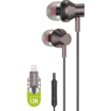 Prime Uyumlu Lightning Uyumlu Çıkış A Kalite Extra Bass Metal Magnetik Uçlar Streo Hd Yüksek Ses 1,2m Mikrofonlu Kulak Içi Kulaklık (Siyah)