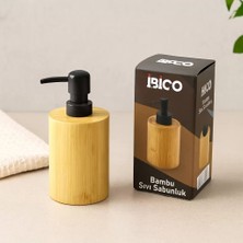 Lexroo Yuvarlak Bambu Sıvı Sabunluk (Ø7.8 × Y10.8 Cm) - Siyah Pompa