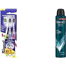 Prime Signal Performans Etkin Diş Temizliği 2+1 Orta Diş Fırçası ve Rexona Men Erkek Sprey Deodorant Xtra 72 Saat Kesintisiz Üstün Koruma 200 ml