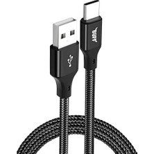 Prime BL71 USB To Type-C 2.4A 1.2m Örgülü Data ve Şarj Kablosu (Siyah)