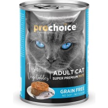 Prime Prochoice Yetişkin Kediler Için, Tahılsız, Balık Etli ve Sebzeli Ezme, 400 G x 12 Adet