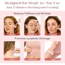 Prime Baımeı Çift Taraflı Cilt Masaj Aleti Rose Quartz Roller & Gua Sha Set Kutusu ve Kesesi ile