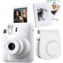 Prime Mini 12 Fotoğraf Makinesi-10'lu Film-Mini Albüm ve Deri Kılıf Seti (Beyaz)