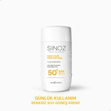 Sinoz SPF50+ Günlük Kullanım Sıvı Yüz Güneş Kremi-Yeni Nesil Güneş Filtreleri-Hibrit Formül-PA++++ 50ml