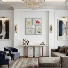 4'lü Modern Duvar Çerçeve Seti – 28.8 cm x 28.8 Cm, 10X15 cm Fotoğraf Uyumlu, Dekoratif Şık Tasarım (Gri)