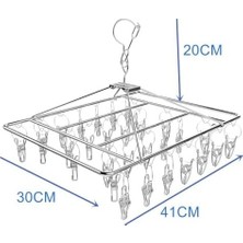 Metal Çorap Askısı 30 Mandallı Paslanmaz Çelik Iç Çamaşırı Kurutma Askılığı