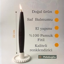 Mum (2 Adet) Şamdan Mumu Mermi Formunda Masa Mumu 22 cm Bees Wax (Siyah)
