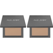 Kompakt Pudra - 12 Saate Kadar Kalıcılık - Soğuk-Nötr Cilt Alt Tonu - Compact Powder 11 Caramel (2 Paketi)