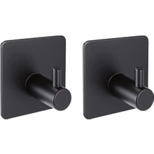 2 Adet Paslanmaz Çelik Mat Siyah Banyo Askısı Ergonomik Tasarım