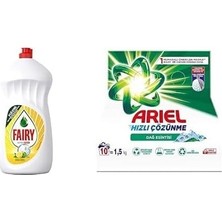 Ultra Hızlı Sıvı Bulaşık Deterjanı Limon ve Limonu, 1500 ml & Ariel Dağ Esintisi Toz Çamaşır Deterjanı 1.5 kg