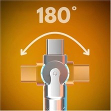 1560 USB To Type C Hızlı Şarj Data Kablosu Çevirici Dönüştürücü Adaptör 180° Döner 120W / 6A Süper Hızlı Şarj (1 Metre)