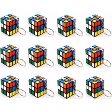 Mini Rubik Küp Anahtarlık Seti, Renkli Bulmaca Oyuncağı, Zeka Küpü Mini Anahtarlık 12 Adet