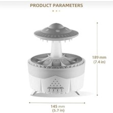 Ufo Yağmur Efektli Hava Nemlendirici – Ultrasonik Buhar, Sessiz Çalışma, 7 Renk LED Işık, Zaman Ayarlı (2h/4h/8h), Otomatik Kapanma, Aromaterapi Uyuml