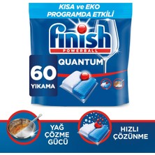 Finish Quantum 60 Kapsül Bulaşık Makinesi Deterjanı Tableti Hızlı Çözünme ve Yağ Çözme Gücü