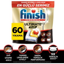 Finish Ultimate Plus Hepsi Bir Arada Limon Ferahlığı 60 Kapsül Bulaşık Makinesi Deterjanı Tableti