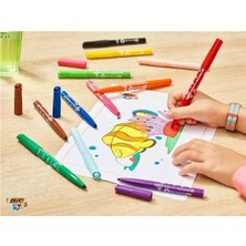 Bıc Kids Visa Xl Keçeli Boya Kalemi 12 Renk, Su Bazlı Mürekkep, Kolayca Çoğu Kumaştan Çıkar, 3 Yaş ve Üzeri Çocuklar Için Ideal