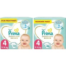 Bebek Bezi Premium Care 4 Beden 126 Adet Maxi Aylık Fırsat Paketi & Bebek Bezi Premium Care 4 Beden 46 Adet Maxi Paket