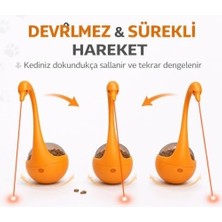 Interaktif Kedi Oyuncağı Lazerli Mama Dispenseri Beyaz – Otomatik Hareketli Kedi Oyunu, Lazer Pointer Kedi Oyuncağı, Denge Oyuncak, Ödül Mamaları Için