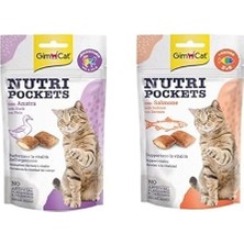 Gimcat Nutripockets Ördekli Kedi Ödülü 60GR ve Gimcat Nutripockets Kedi Ödülü Somon Omega 3&6 60GR