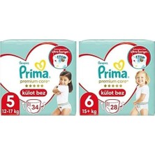 Külot Bebek Bezi Premium Care 5 Beden 34 Adet Junior Ikiz Paket & Külot Bebek Bezi Premium Care 6 Numara 28'li 15+ kg