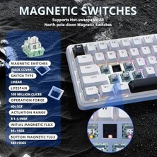 Attack Shark X65 He Manyetik Anahtarlı 65% Gaming Klavye – 8000 Hz Ultra Hızlı Tepki, 0.01 mm Trigger Hassasiyeti, Pbt Tuşlar, Rgb Aydınlatma, Qmk Des