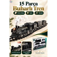 Brother Toys Duman Çıkartan Büyük Boy Pilli Sesli ve Işıklı 15 Parça Klasik Buharlı Tren Oyuncak Lokomotif Seti