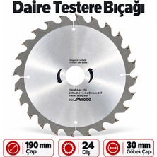 Badem10 Daire Testere Bıçağı 24 Diş 190 x 2.2 - 1,4 x 30 mm Kesim Işlerine Uygun Yedek Daire Testere Diski