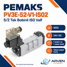 Pemaks PV3E-52-V1-ISO2 5/2 Tek Bobinli Iso2 Valf 24V Dc – Bobin ve Soket Dahil