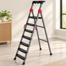 6+1 Basamaklı Metal Merdiven 150 kg Taşıma