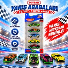 Toysan 5 Li Speed Racer Diecast Metal Araba 1/64 Ölçek Renkli Koleksiyonluk Araçlar