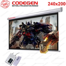 Vira Codegen Ex-24 Motorlu Projeksiyon Perdesi 240X200 Elektrikli Uzaktan Kumandalı (Arkası Siyah Fonlu - Duvar/tavan Asılabilir)