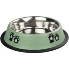 Oripet Kedi Desenli Yeşil Çelik Mama Kabı 16 Oz 15.5 cm