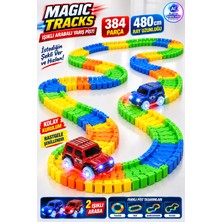 Yıldırım Oyuncak Magic Tracks 384 Parça Işıklı Arabalı Yarış Pisti – 480CM Esnek Ray Uzunluğu, 2 Işıklı Araba, Şekillendirilebilir Renkli Pist Oyuncak Seti