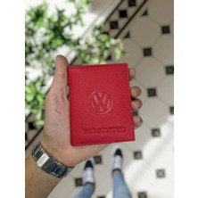 Visso Leather 1904 Volkswagen Logolu  Deri Araç Ruhsat Kılıfı Isme Özel Çanta Erkek Kadın Modeli