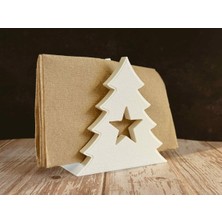 Kpln Store 3D Baskı Yılbaşı Ağacı Şeklinde Peçetelik Yeni Yıl Sofra Peçetelik Standı Beyaz