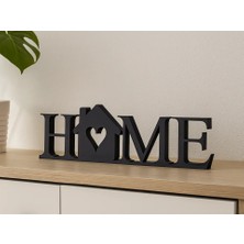 Kpln Store 3D Baskı Kalpli Home Yazılı Dekoratif Masa Süsü Ev Yazısı Raf ve Konsol Dekoru Siyah