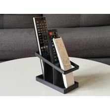 Kpln Store 3D Baskı Üç Bölmeli Basamaklı Kumanda Standı Modern Kumanda Tutucu Siyah
