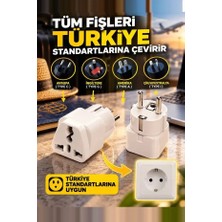 Derwell Üniversal Evrensel Seyahat Adaptörü  Ingiliz ve Amerikan Fişlerini Türk Prizine Dönüştürücü Universal Çevirici Priz Amerikan Fiş