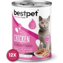 Bestpet Jöle Içinde Parça Etli Tavuklu Konserve Yavru Kedi Maması 400 gr x 12 Adet