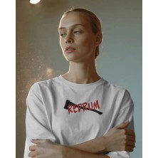 Buzagi Unisex Oversize Tişört Redrum The Shining Beyaz