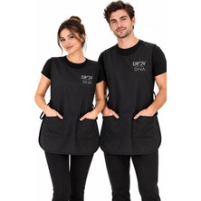 Neholia Kuaför Unisex Kadın Erkek Boya Yeleği Önlüğü Siyah Kimono Yelek Tipi Kolsuz Berber ve Güzellik Salonu 1 Adet