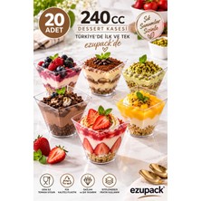 Ezupack 240CC 20'li Xxl Kübik Prizma Mika Magnolya Kase Plastik Tatlı Sunum Kabı Dondurma Puding Meze Salata