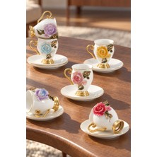 Acar Moon Stone 6 Kişilik Porselen Kahve Fincan Takımı - 90 ml