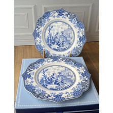 Rossev Porselen Servis Tabak 2'li 28 cm Blue Garden