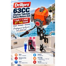 Drillpro 3 Hp 63CC Tekne Motoru – 2 Zamanlı Uzun Şaft + Işık + 2t Yağ Seti